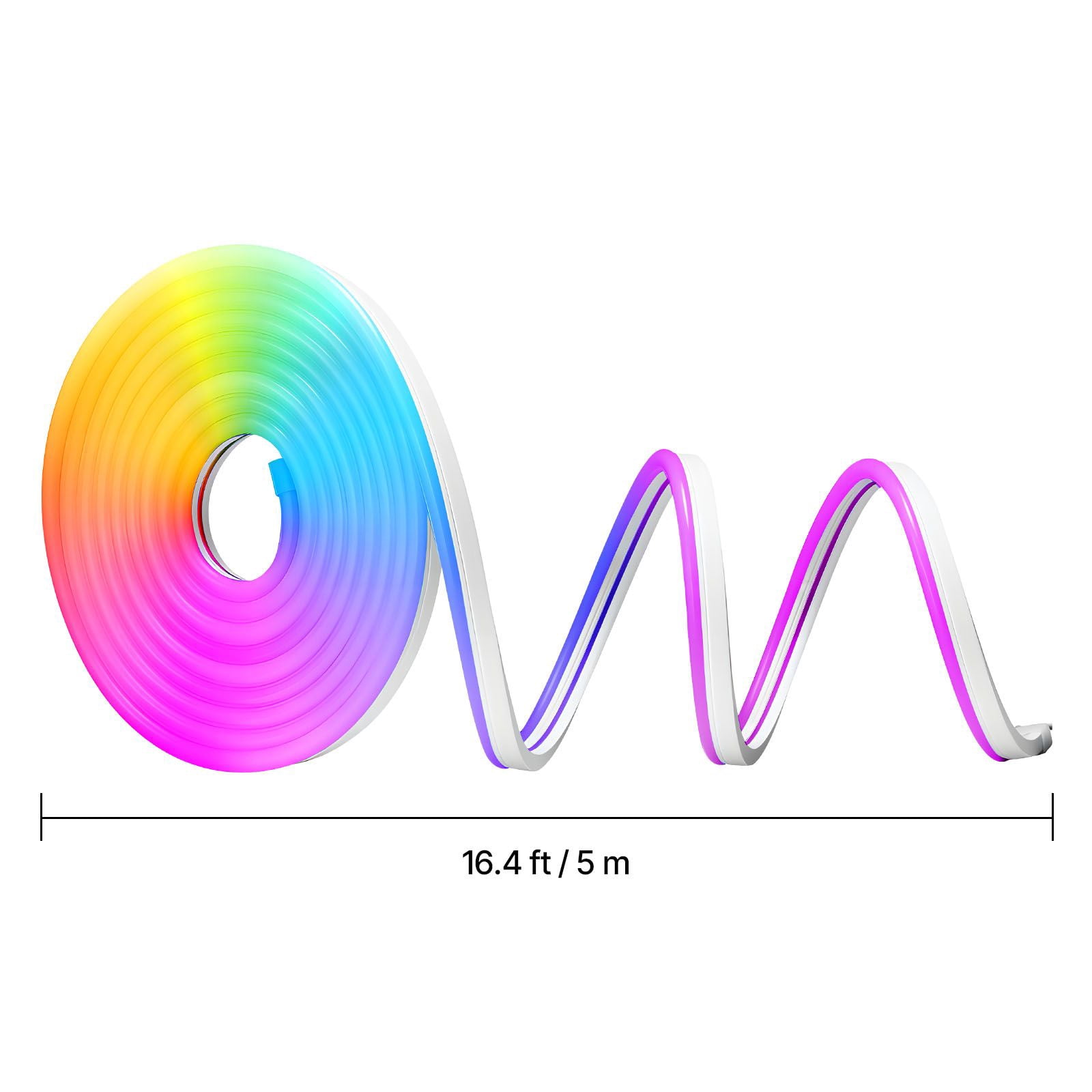 RGB-IC Neon Rope Light 16.4ft, 72 LEDs/m with 20 Controllable Segments, Music Sync Mode, Alexa and Google Assistant Compatible, IP65, Flexible PVC for Bedroom Decor