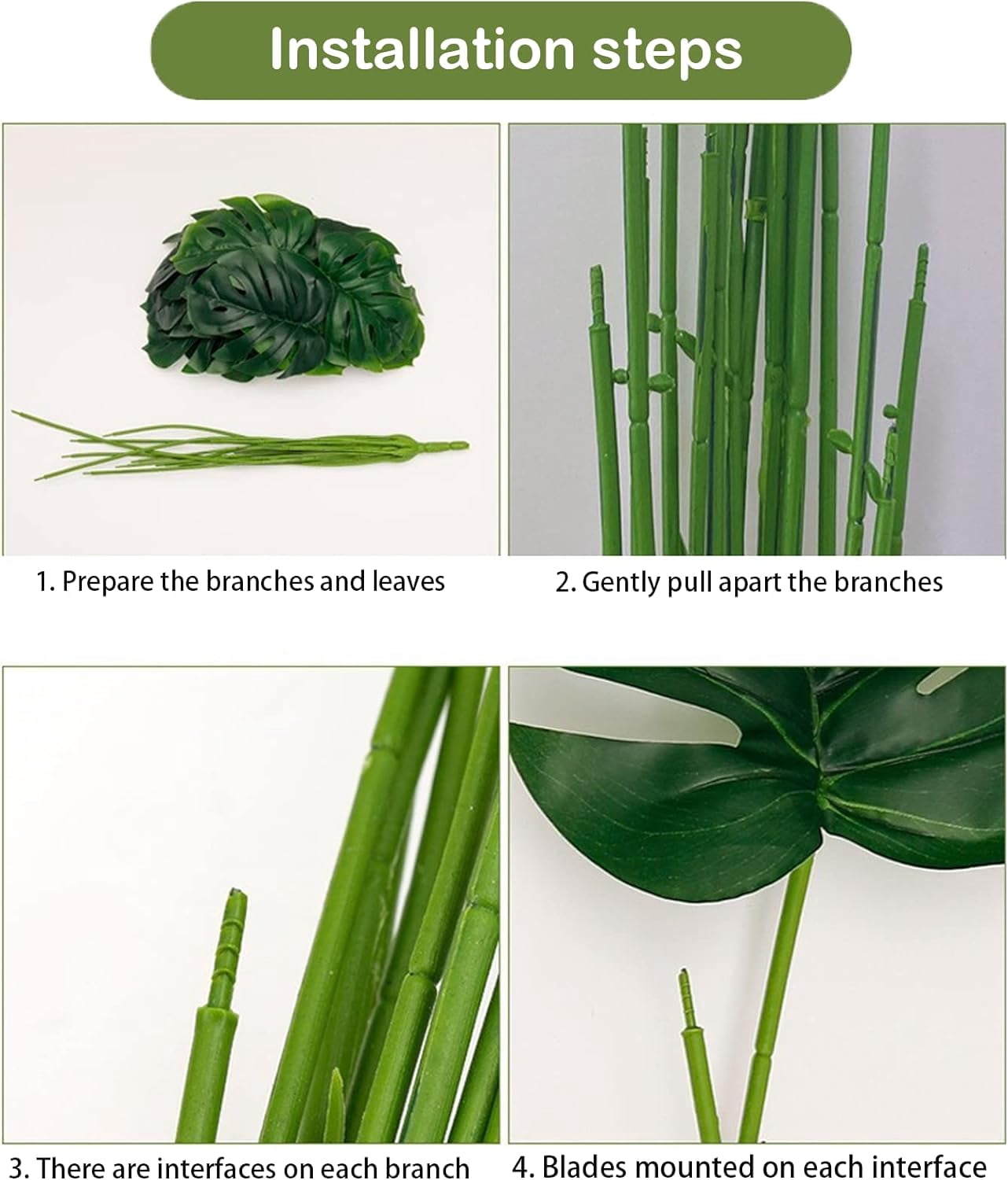 Artificial Monstera Deliciosa Plant，18 Leaves Artificial Tropical Monstera， Faux Fake Monstera Turtle Leaf Tropical Large Palm Tree Leaves Plant Outdoor UV Resistant Plastic Plants (A)