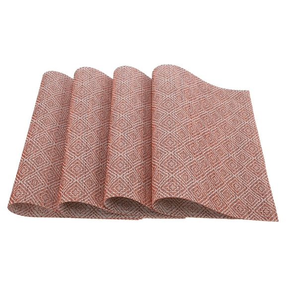 4 Pcs Diamond Pattern Placemats Polyester Place Mats for Kitchen Table Washable Table Mats Red