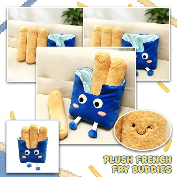 Plush French Fries Toy, Soft Cuddly Food Shaped Plushie Comforting Snuggle Toy For Kids Teens Adorable Pretend Play Snack Themed Stuffed Doll Bedroom Decor