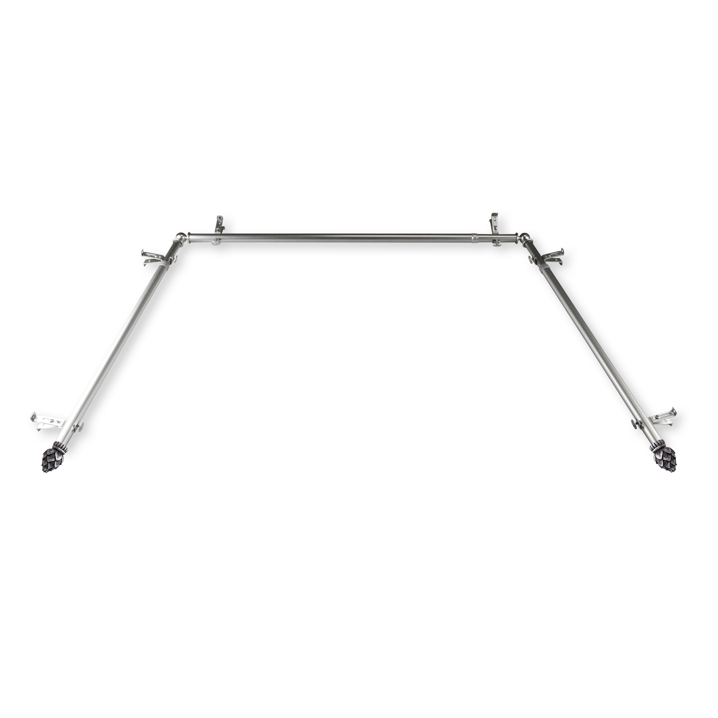 Cynara 13/16" Bay Window curtain rod 20"-36", 38"-72" - Satin Nickel