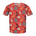 thumbnail image 1 of Vedolay Cute Tops Women's Short Sleeve Casual T Shirts Summer Ruffle Plain Round Neck Loose Fit Tee Blouse Tops,Red 4XL, 1 of 5