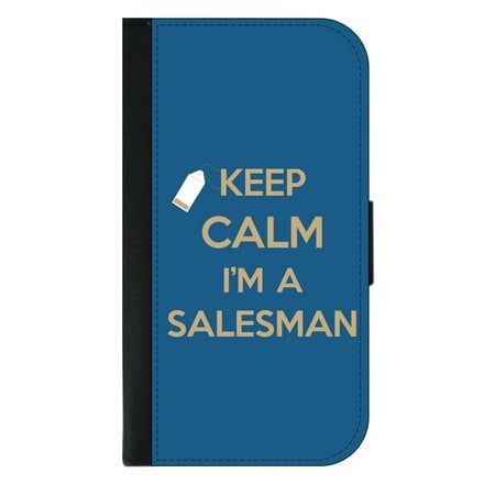 Keep Calm I'm a Salesman - Wallet Style Cell Phone Case with 2 Card Slots and a Flip Cover Compatible with the Standard Apple iPhone X - iPhone 10