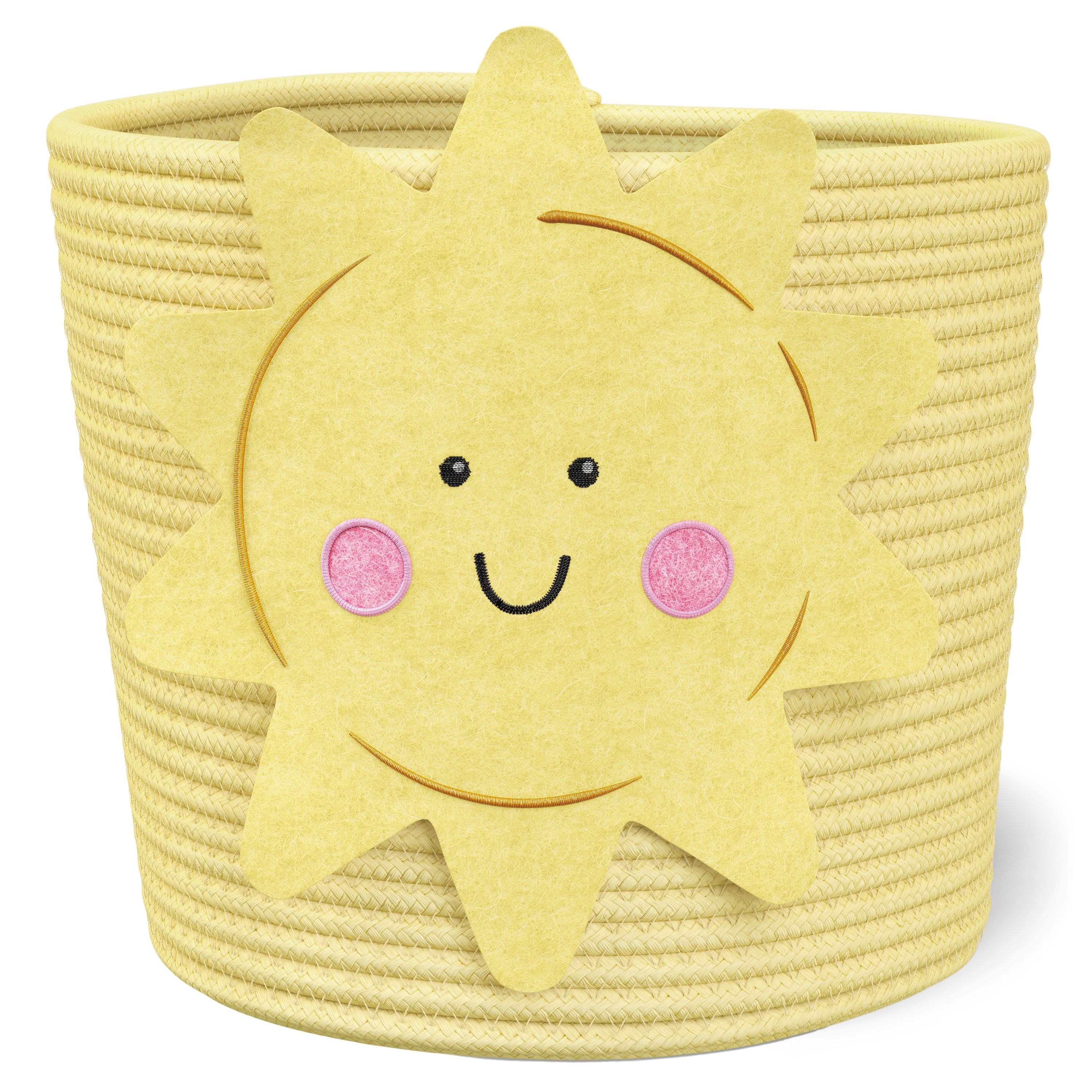 Mainstays Kids Medium Round Yellow Sun Coiled Rope Storage Baskets, 2 Pack