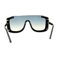 thumbnail image 2 of Womens Semi Rimless Flat Top Thick Plastic Shield Sunglasses Black Gold Blue Brown, 2 of 4