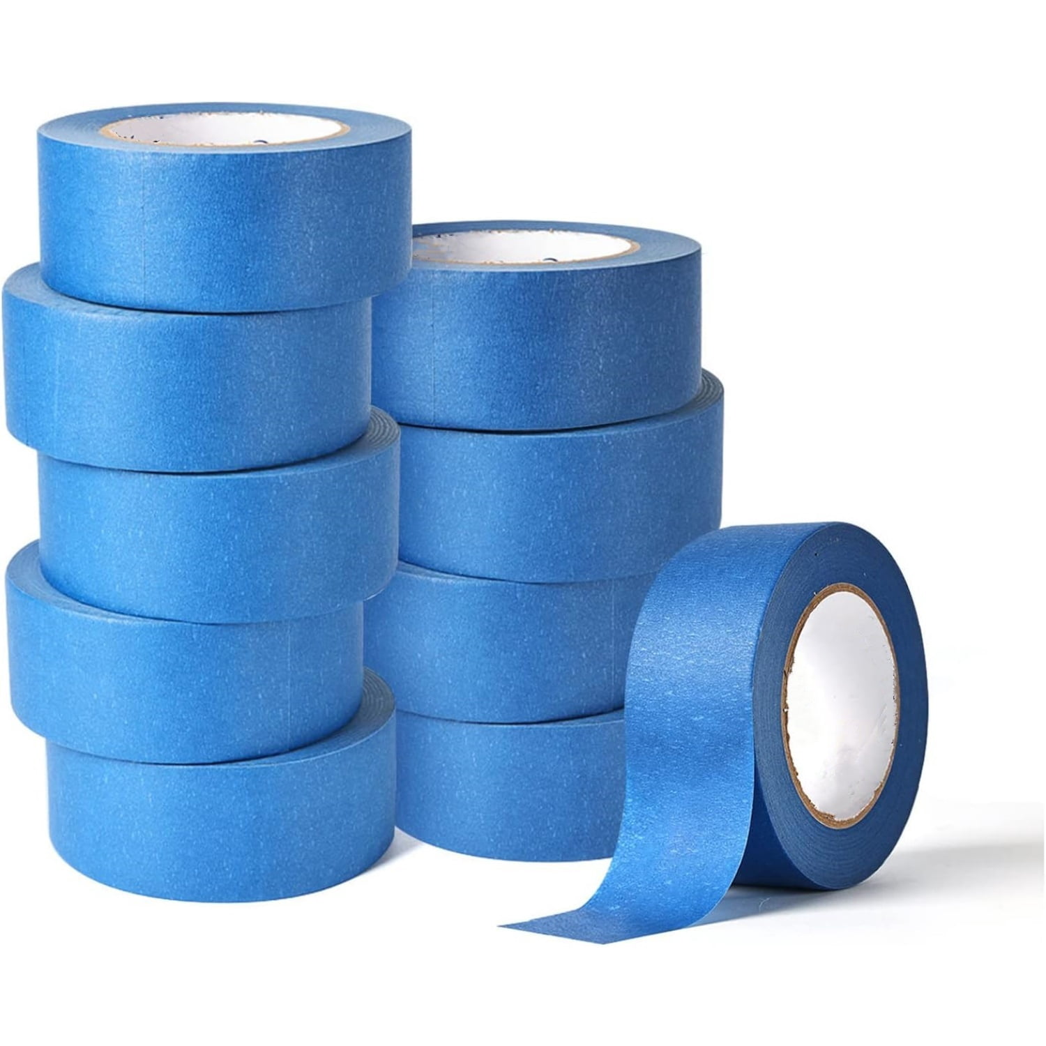 10 Rolls Painters Tape 2 inch Bulk Painter Tape Blue Wide Roll, Blue Masking Tape, 2 Inches x 55 Yards for General Purpose Wall Painting, Home Improvement