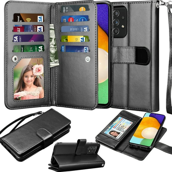 Takfox Galaxy A52 5G Case,for Samsung Galaxy A52 Wallet Phone Case,PU Leather Magnetic Detachable Card Holders Shockproof Kickstand Protective [Flip Folio Cover] for Galaxy A52 5G (6.5") 2020-Black