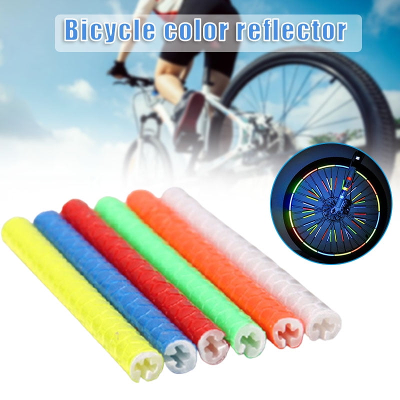 Bicycle Wheel Spoke Reflector Reflective Mount Clip Tube Warning Strip 12pcs\ 