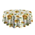 thumbnail image 5 of White Green Leaf Flower Sunflower Pattern Round Tablecloth 60"x60",Wrinkle Wipeable Table Cloth for Kitchen Dining Room Picnic Patio Party, 5 of 6