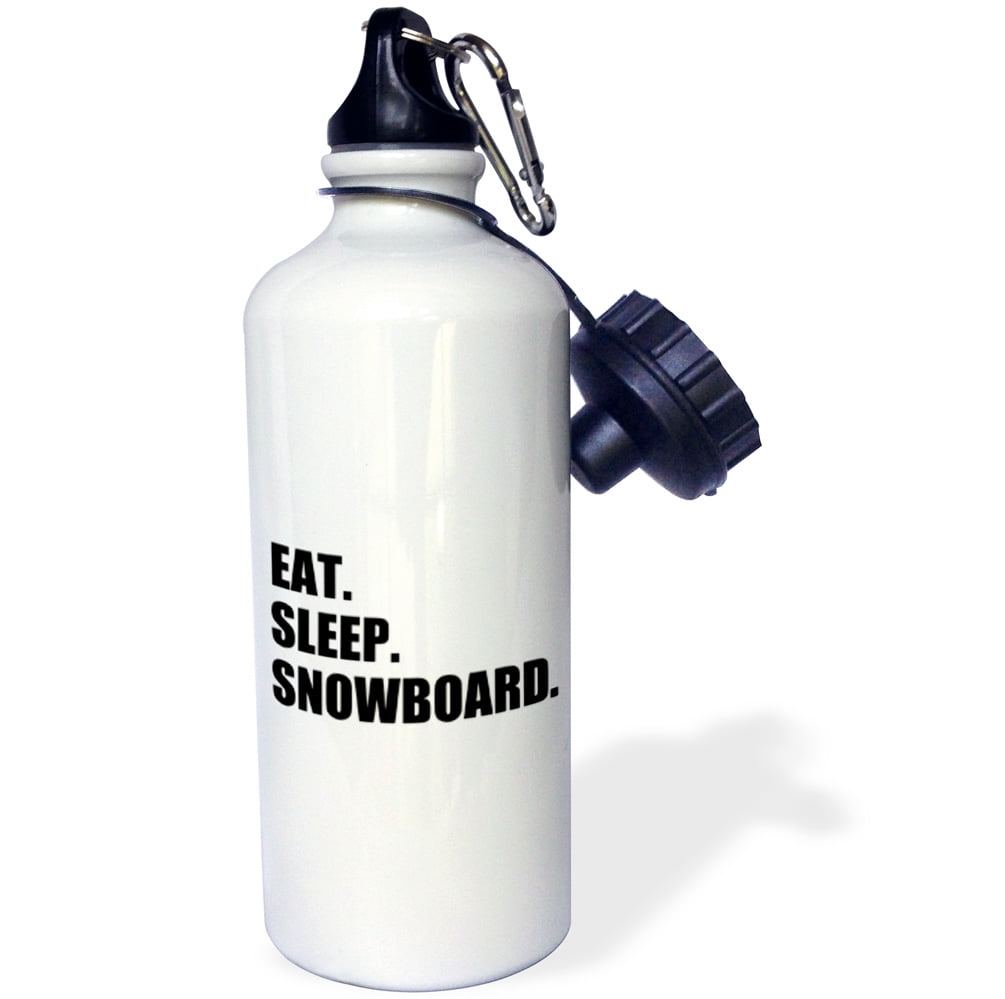 3dRose Eat Sleep Snowboard snowboarding enthusiast fun snowboarder sport, Sports Water Bottle, 21oz by 3dRose
