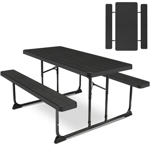 Fenbeli 6-Foot Outdoor Folding Picnic Table, Black