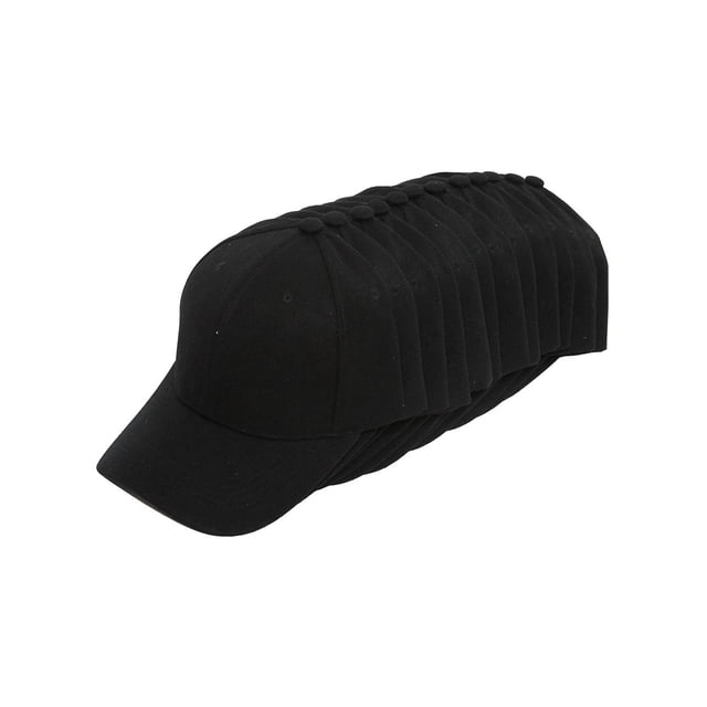 Top Headwear 12-Pack Adjustable Baseball Hat - Black