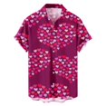 thumbnail image 3 of Camisa con estampado de corazón y amor para hombre, blusa de manga corta abotonada de verano, ropa para el día de San Valentín, vestidos de fiesta sociales, tops, 3 of 5