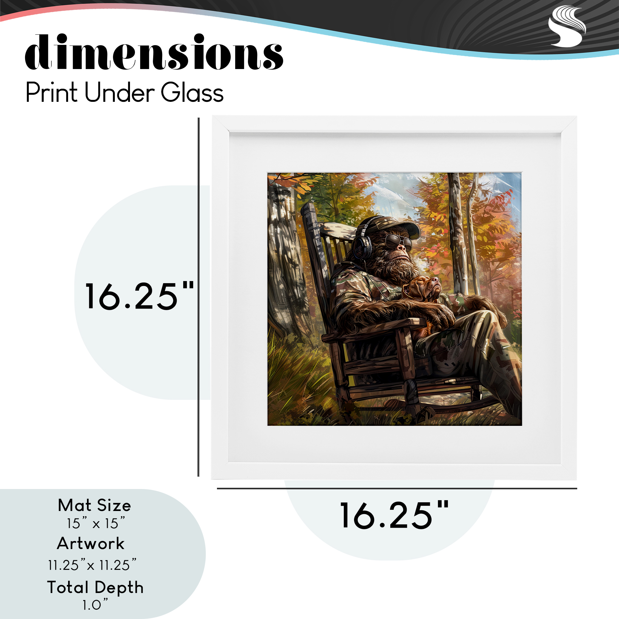 Mythical Creature with Headphones White Framed Print Under Glass, design by Jim Baldwin