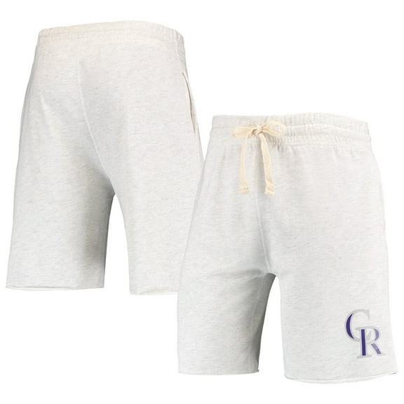 Men's Concepts Sport Oatmeal Colorado Rockies Mainstream Terry Tri-Blend Shorts