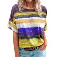 thumbnail image 1 of PVCS Mode Femmes Décontracté Dégradé Contraste Col Rond Manches Courtes T-shirt Blouse, 1 of 5