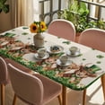 thumbnail image 3 of St. Patrick's Day Table Cloths for 4 Foot Rectangle Tables, Green Shamrock Highland Cow Glod Coin Beige Patio Waterproof Elastic Fitted Tablecloths, Washable Rectangular Table Cover for Camping, 3 of 8