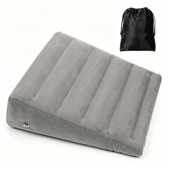 XIBUFE Inflatable Wedge Pillow for Sleeping, Portable Travel Wedge Pillow for Sitting in Bed, Inflatable Wedge Pillows for Travel, Blow Up under Knee Pillow