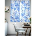thumbnail image 4 of Blue Flowers Sheer Curtains 72 Inch Length 2 Panels Set for Living Room/Bedroom, Watercolor Summer Botanical Floral Semi Curtain Sheers Drapes Rod Pocket Curtains Window Treatment Set 52''x72''x2, 4 of 6