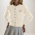 thumbnail image 2 of Sweet Bowknot Long Sleeve Knitted Cardigan For Women Unique Gray Sweater Coat For Fall And Winter Fashion Cardigan Sweaters for Women, 2 of 2