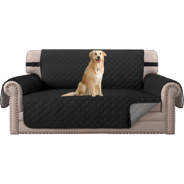 Reversible Quilted Chair Cover Water Chair Slipcover Furniture Protector Washable Chair Couch Cover with Elastic Strap for Kids Dogs Pets(Armchair Grey/)