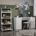 thumbnail image 2 of Madesa 2-Piece Home Office & Study Furniture Set: 53" Executive Computer Writing Desk with 3 Drawers, 1 Door, Storage Shelf + 24" 5-Tier Ladder Shelf for Pantry, Books, & Utilities – White, 2 of 7
