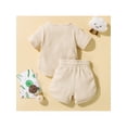 thumbnail image 3 of Franhais 2Pcs Toddler Summer Ribbed Outfit, Solid Color Short Sleeve T-Shirt + Drawstring Shorts for Girls, Boys, 6 Months to 4 Years, 3 of 9