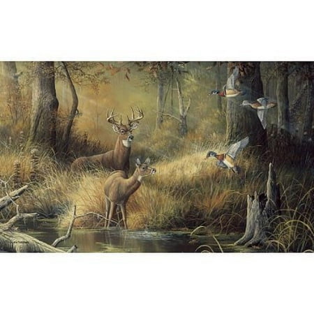 (99x164) October Memories Deer Ducks Hunting Huge Wall Mural