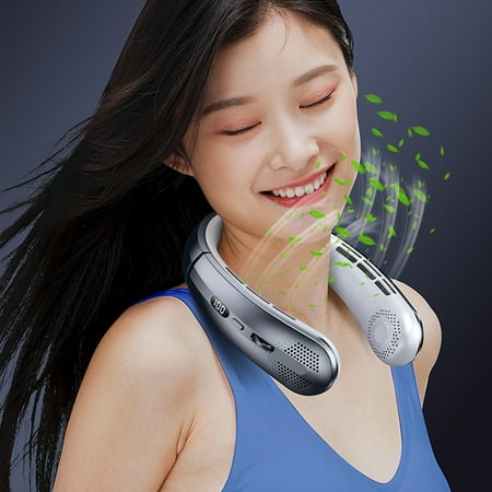 

Qiopertar up to 60% off Gift on Sale Hanging Portable Cooler Fan Portable Bladeless Hanging Neck 1800mAh Rechargeable Cooler Summer Sports Fans