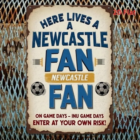 HELLOYOUNG Newcastle United Steel Wall Art Blue Yellow Soccer Ball Design Masculine Home Decor for Cafe Bar Man Cave Creative Gift for Soccer Fans