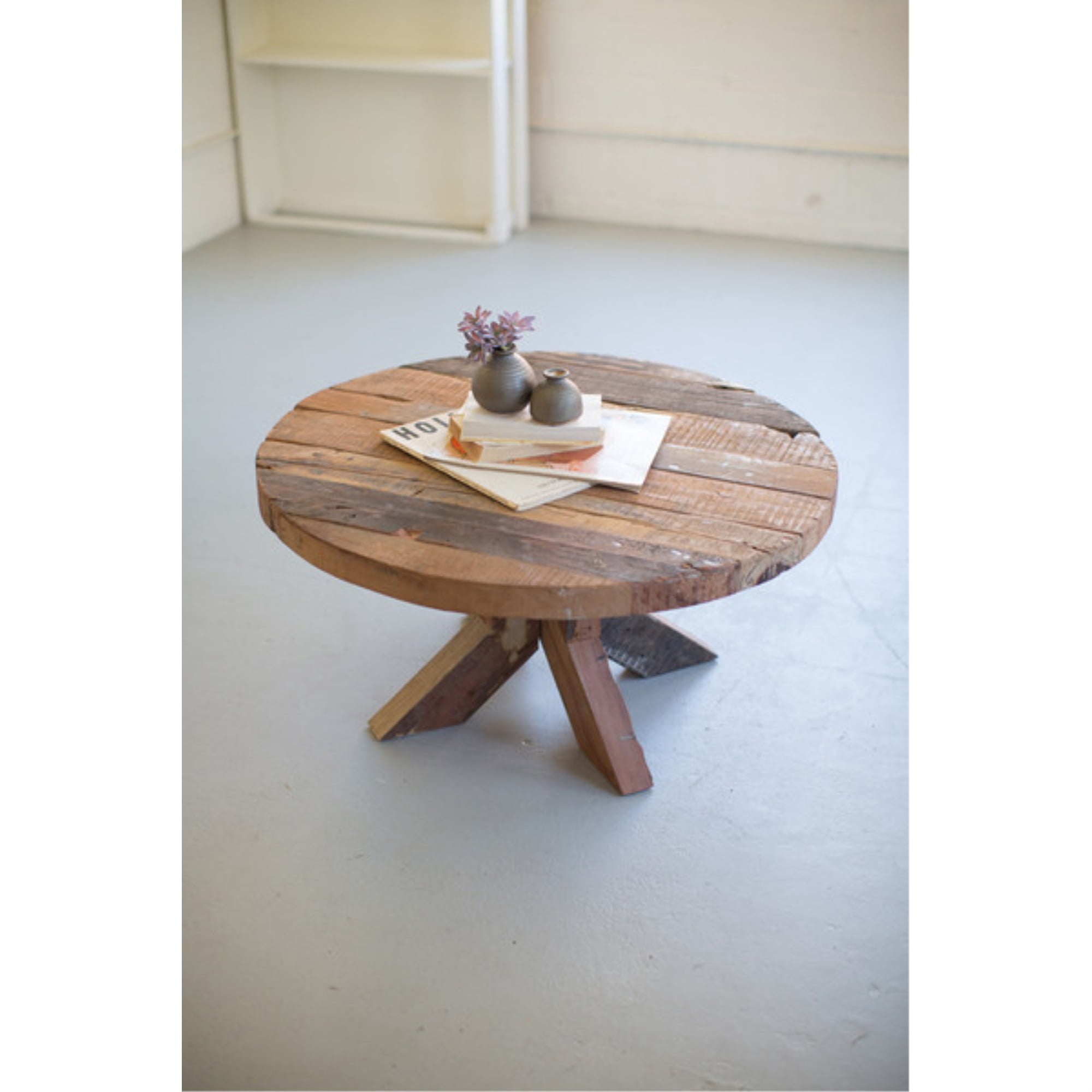 ROUND RECYCLED WOOD COFFEE TABLE