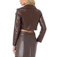 thumbnail image 3 of INSPIRE CHIC Veste Courte en Faux Cuir à Manches Longues avec Fermeture Éclair pour Femmes TP Café, 3 of 6