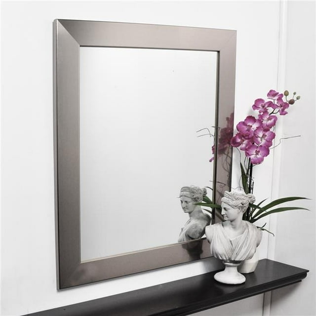 American Made Miroir Mural Moderne à Cadre Argenté 32 x 36 Po. BM001M2