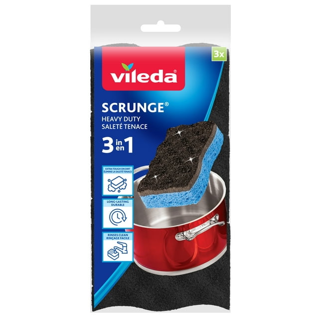 Vileda Scrunge Éponge à Usage Intensif, Lot de 3
