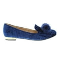 thumbnail image 2 of Moca Low Heel Slip-On Flats Women's Casual Faux Suede /w Genuine Mink Pom Pom Ball & Rhinestone Design Fury-01, Blue 7 F US, 2 of 4