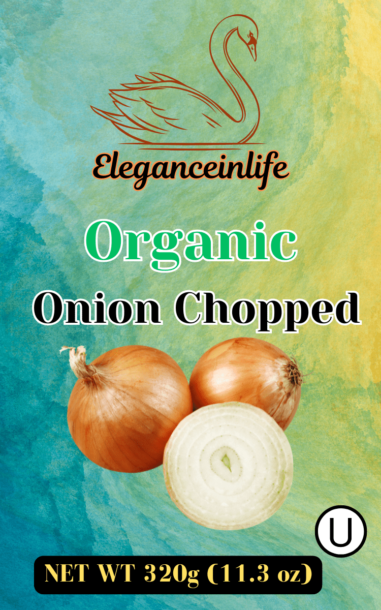 Eleganceinlife Organic Onion Chopped, 11.3 oz (320g) - Packed in USA Pack of 2