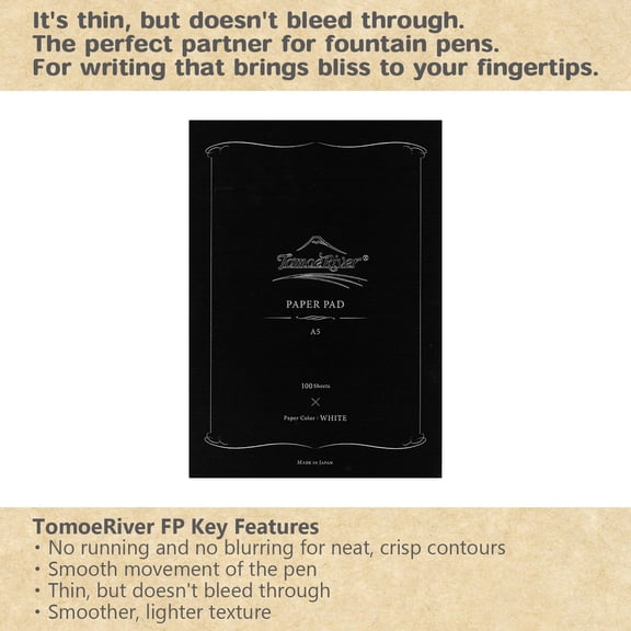 Tomoe River Paper Pad A5 100 Sheets 52gsm Glue-Bound White