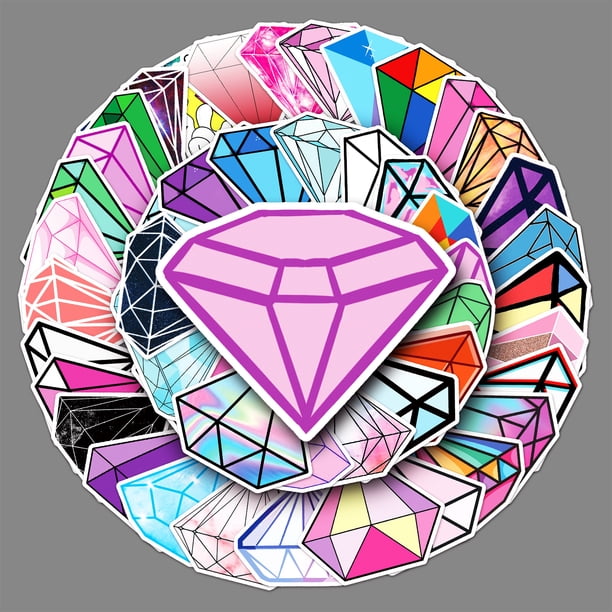 Pegatinas de diamantes, paquete de 50 pegatinas bonitas para botellas de agua de cristal, pegatinas impermeables para monopatín, ordenador portátil, ordenador, nevera, taza