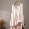 thumbnail image 4 of Embroidered Tops for Women Summer Floral Sleeveless Boho Tops Casual Crew Neck Blouse Loose Tank Tops M-XXL Pink M(M), 4 of 8