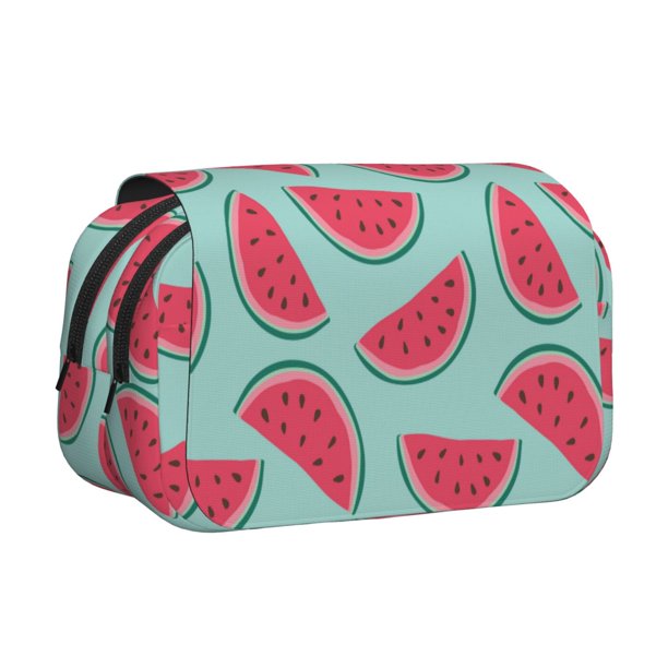 Disketp Watermelon Estuche de Lápices de Doble Capa con Tapa Abatible y Cremallera, Organizador Escolar para Adolescentes y Adultos