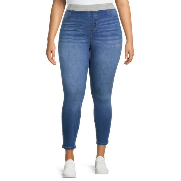 No Boundaries - No Boundaries Juniors' Plus Size Essential Knit Pull On Jeggings with Ribbed