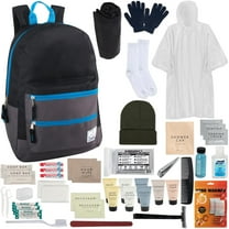 12 pack Trail maker 45 Piece Winter Care Toiletry Kits for Homeless Charity Donation with Backpack, Beanie Hat, Socks & More
