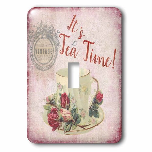 3dRose, Nostalgic Illustration It is Teatime With Vintage Tea Cup, single toggle switch