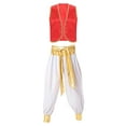 thumbnail image 3 of iiniim Men's Adult Arabian Prince Costume Halloween Persian Ara Genius Cosplay Vest Harem Pants Outfit Burgundy&White XXL, 3 of 7