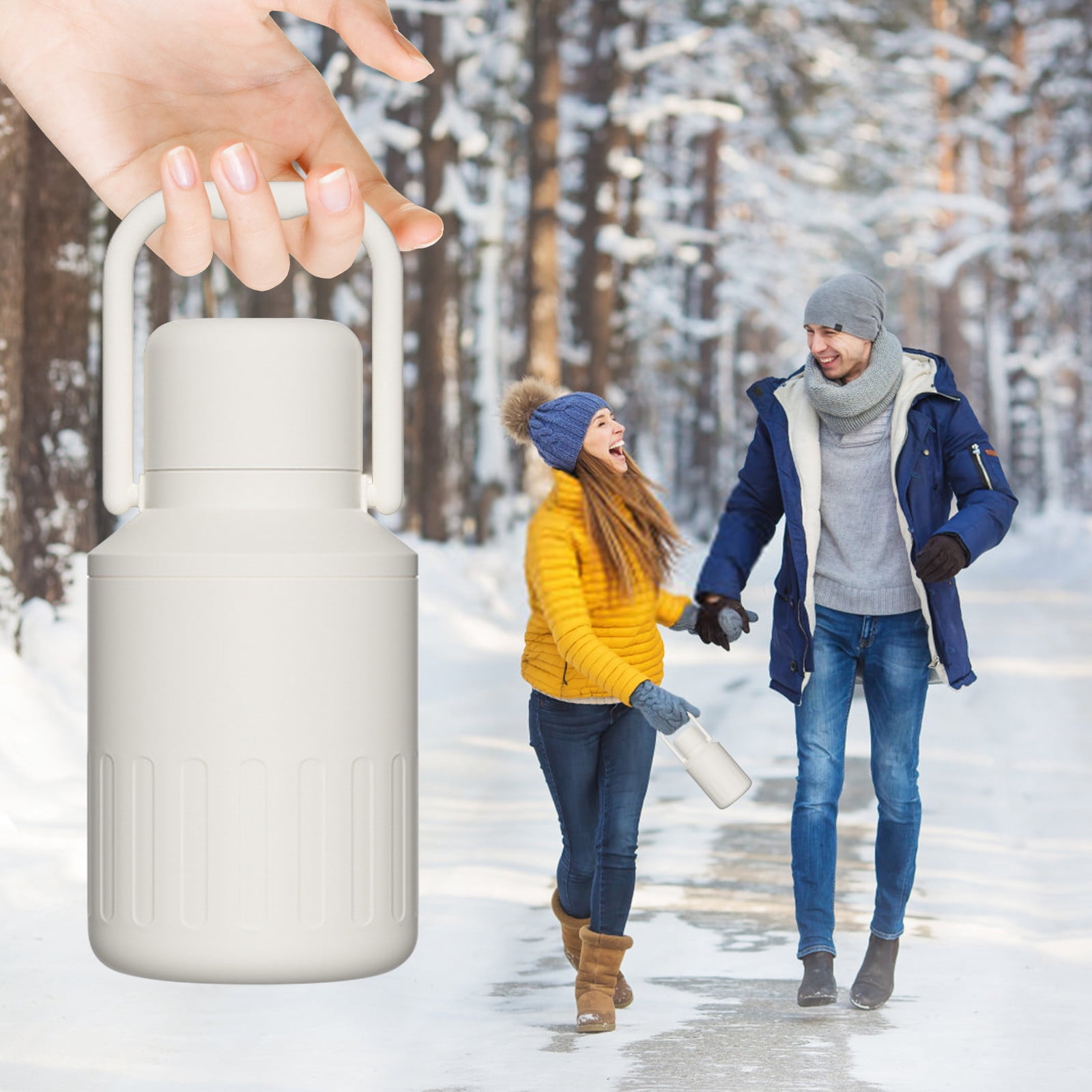 pvdgvd Insulated Gallon Jug with Handle, 1000ML Stainless Steel Vacuum Water Bottle for Hot Cold Drinks, Wide Mouth & Leak-proof, Sweat-proof & Portable for Travel Camping Sports