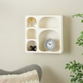 thumbnail image 2 of DecMode 19" x 5" 5-Tier Cream Geometric Wall Shelf with Abstract Block Shapes, 2 of 9