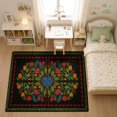 Gelasgo Rectangle Velvet Area Rug Colorful Folk Floral Heart Pattern ...