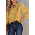 thumbnail image 1 of Women's Yellow Split Neck Fall Printed Crinkled Blouse, 1 of 5