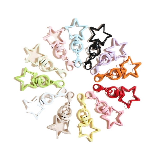 SolTerra 20 Pack Star Shaped Swivel Lobster Claw Clasps, Random Assorted Colors Metal Keyring Clip Hooks Bulk for DIY Craft, Keychain & Bag Making Accessories
