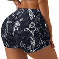 thumbnail image 2 of Sigee Anchors and Lighthouse Print Women's High Waist Workout Shorts - Squat Proof, Tummy Control, Yoga and Gym Activewear-Small, 2 of 9